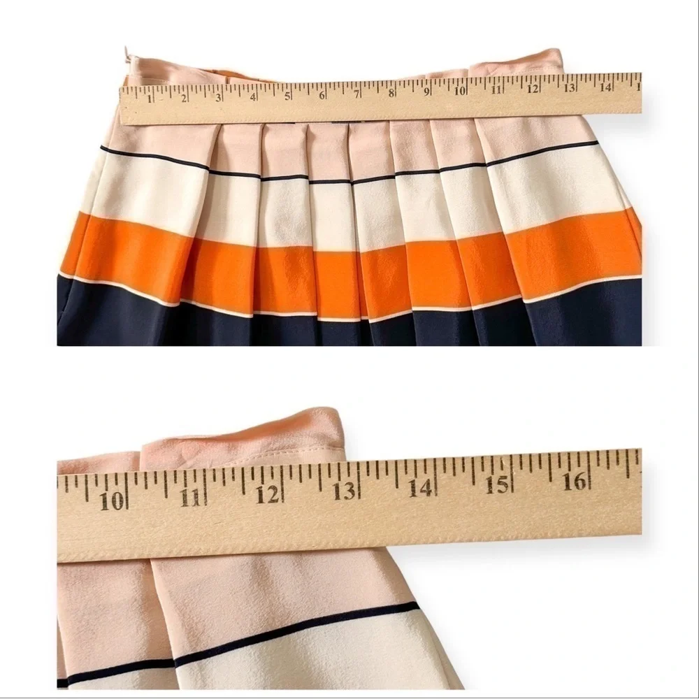 New with tag, L.K.Bennett Orange Caitlyn Striped Silk Skirt, Size 2